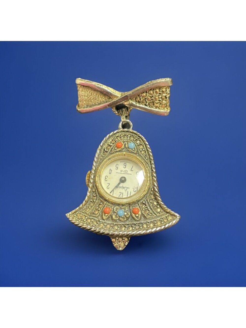 Rare Vintage Brooch Pendant Watch Bell Dangle Desire Oddity HTF Works